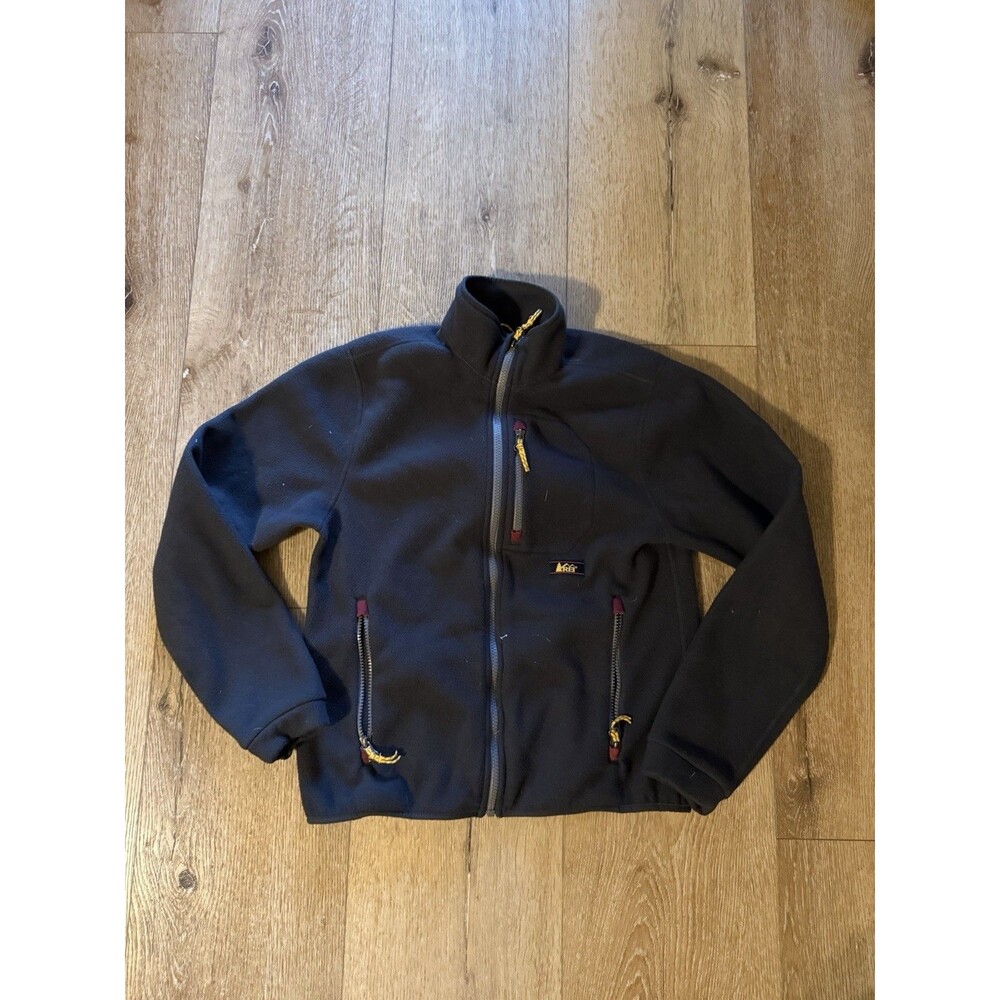 REI Youth Kids Black Full Zip Mock Neck Fleece Sweatshirt Size Large